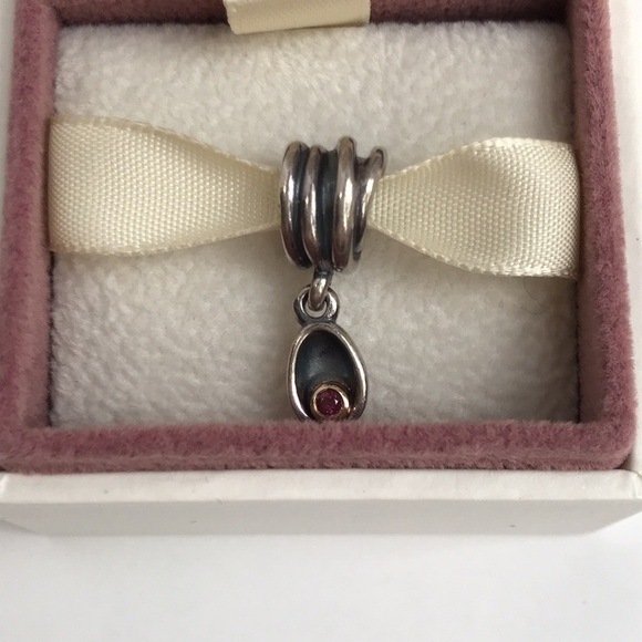 Pandora 925 Silver & 14K Gold Genesis Rhodolite Dangle Charm Retired Rare - Picture 6 of 15